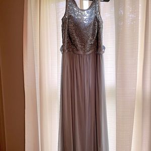 David’s Bridal lace bodice bridesmaid dress